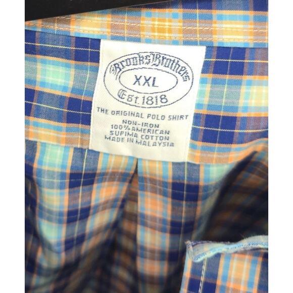 Brooks Brothers Shirt Mens 2XL Blue Regular Fit Plaid Short Sleeve - Picture 4 of 4